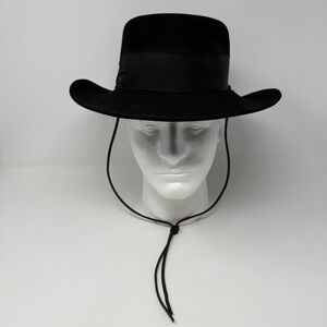 Stetson The Gun Club XXXX Black Fur Felt Western Hat Chin Strap 20.5in *Read